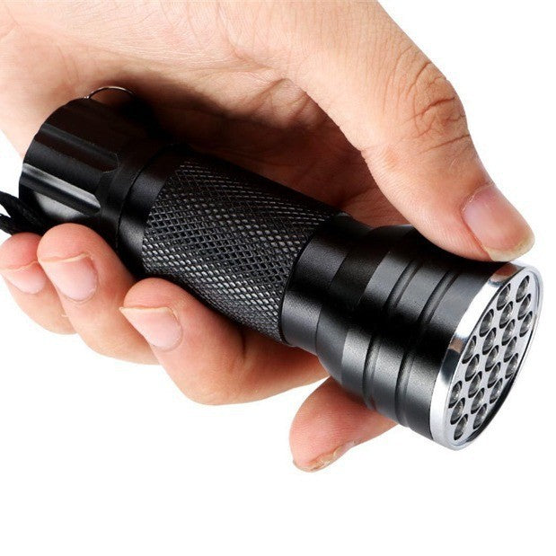 21LED purple light flashlight 395 purple light LED light scorpion banknote inspection anti-counterfeiting inspection fluorescent agent mask curing light