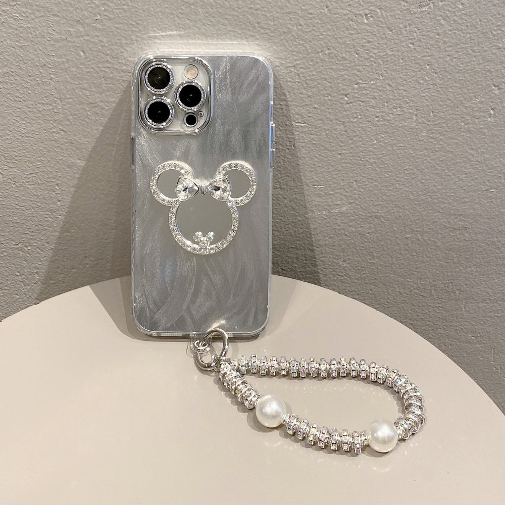 Feather yarn shell suitable for apple 16pro mirror mickey mobile phone case iphone11 comes with lens film hard protective case