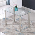 Export modern casual table restaurant 6-person rectangular tempered glass dining table glass dining table