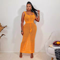 Amazon hot seller:  summer new women's tie-up mesh tank top & bodycon knit beach maxi dress