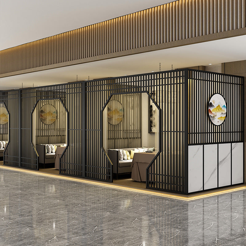 New Chinese-style moon cave door private room screen hotel restaurant wrought iron box card seat catering barbecue hot pot arch partition