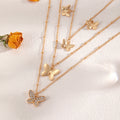 Wholesale metal butterfly choker necklace - new cross-border style, fresh & layered design, unique statement piece with diamond-studded pendant for women