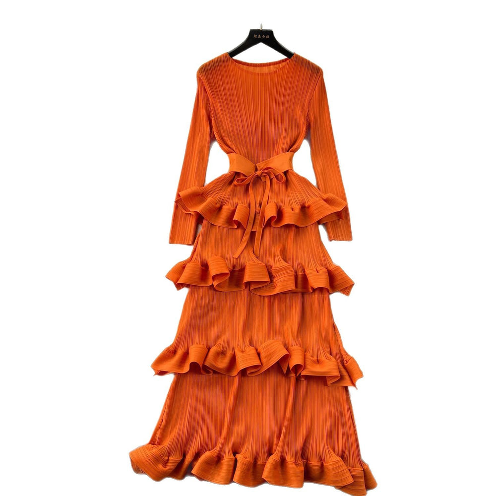 Classy banquet dress classyaccessible luxuryniche styleruffles cake skirt heavy industry pleated silmlongdress