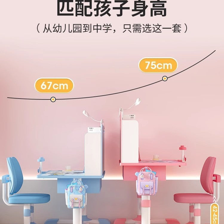 Children's study table Household primary school students Writing homework desk Simple children's desks and chairs Lifting table set