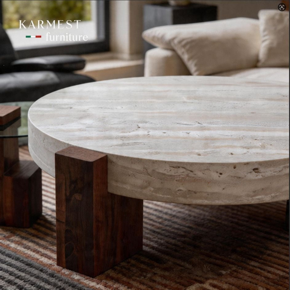 Living room coffee table italian normcoreclassychinoiserie style walnut grain side table small apartmentaccessible luxury round storage tea table