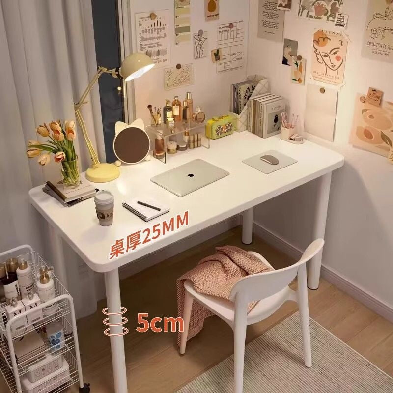 Eco-friendly 2.5cm thickened particleboard desk - white, reinforced, simple rectangular design - ideal for study, bedroom, or writing