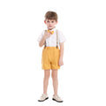 Boys' summer short-sleeve overalls set: cotton white shirt birthday performance outfit, korean style kids' clothing