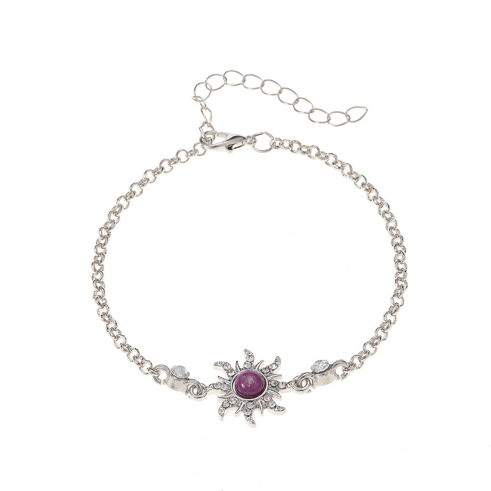 Wholesale jewelry sets: european and american retro sunflower necklace three-piece set, light luxury high-end diamond-studded eight-pointed star stud earrings