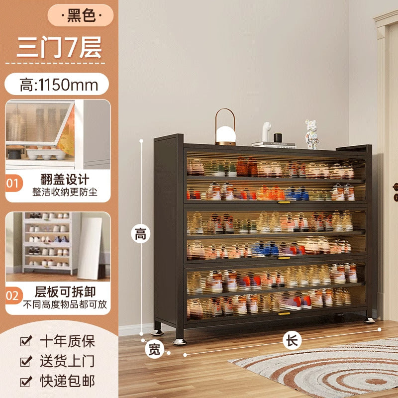 Household steel shoe cabinet, entrance door, large-capacity storage shoe cabinet, floor-standing multi-layer dust-proof shoe rack, rental house