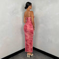 Amazon cross-border sexy printed lace slim-fit long tank dress - cross-border exclusive, ready stock, fully certified