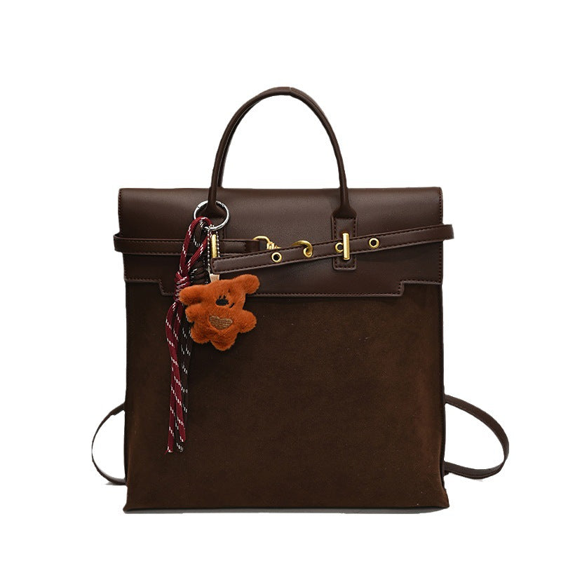 Retro fashion briefcase women 2025 new leopard print backpack large capacity commuting versatile senior sense student bag