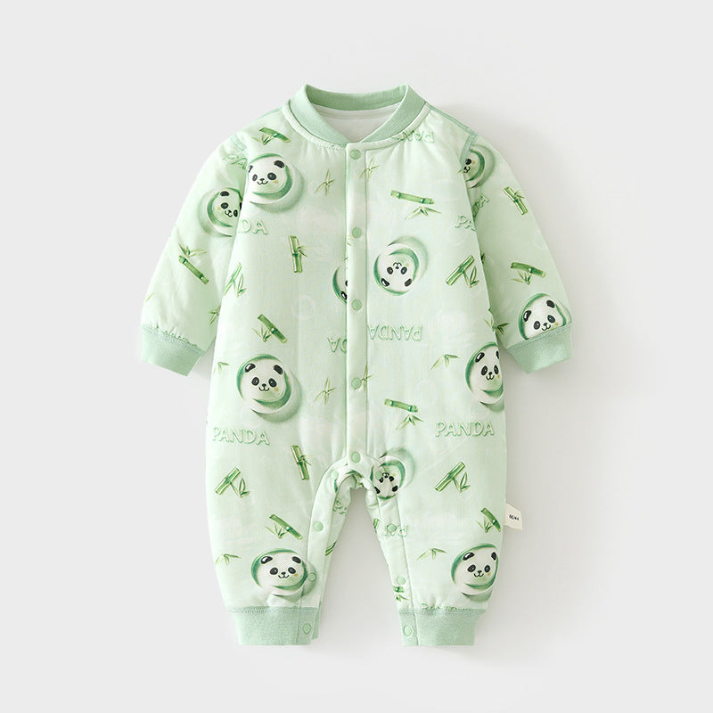 Babibele baby cotton-padded romper, quilted autumn/winter bodysuit, seamless onesie, lightweight cotton, thickened, snap-crotch crawling suit for infants and toddlers