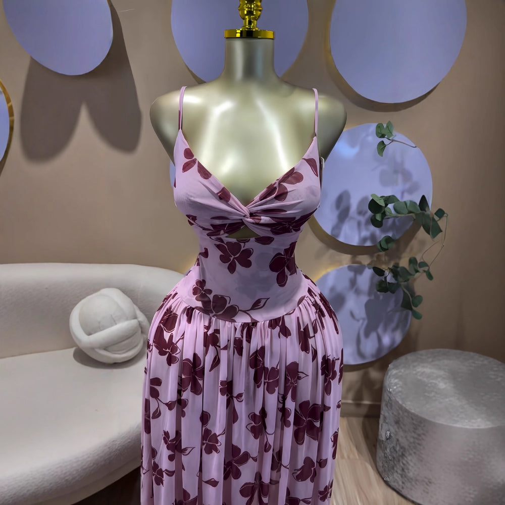 European and american cross-border women's fashion  winter new sleeveless v-neck backless sexy camisole pleated maxi dress