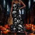 halloween pattern printing longdressv neckloose vacation suspender skirt