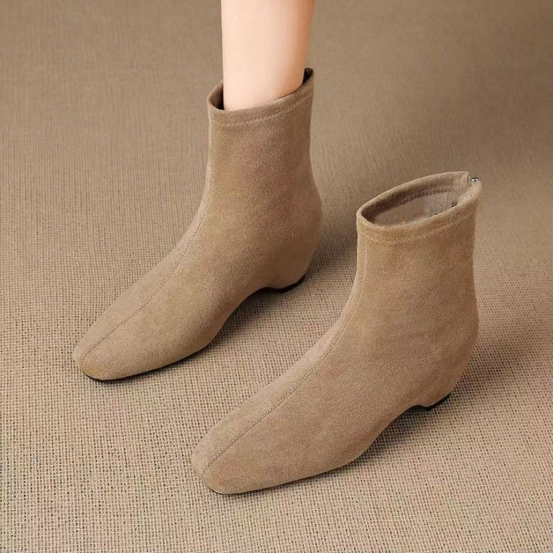 Retro slimming lookexport mid heel boots autumnew arrival suede thick heel plus size stretch slim boots for women