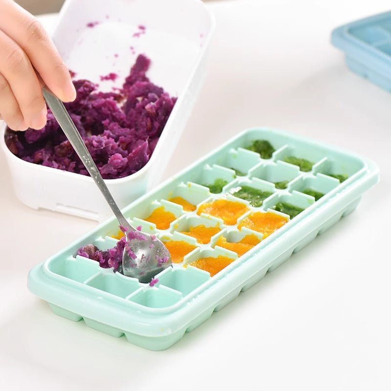 24 grids silicone ice tray ice cube ice making mold ice cube freezer frozen ice cube box making square ice box for home with lid