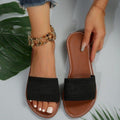 women's plus size flat sandals - new summer collection: solid color, round toe, slide-on, casual beach sandals for women