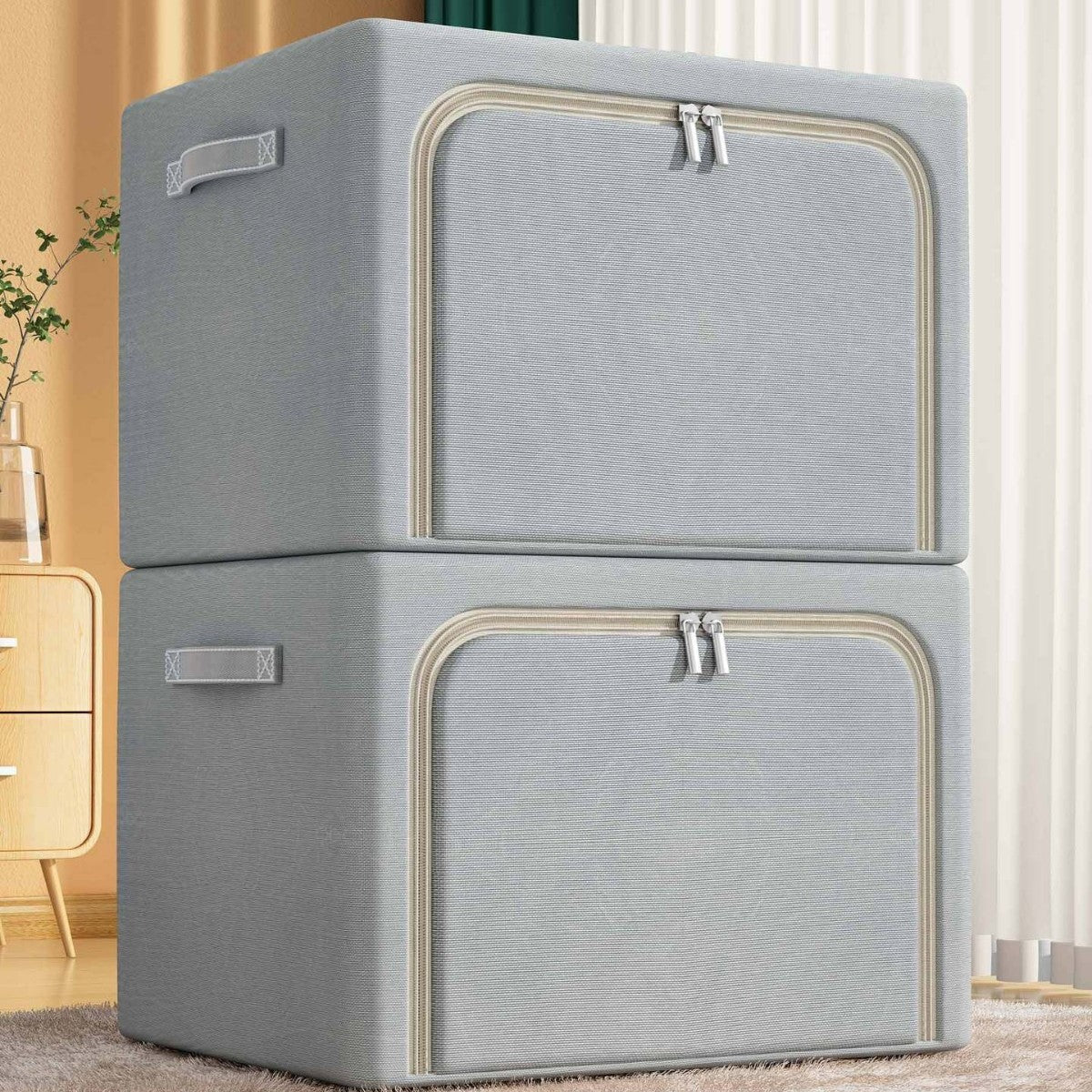 Solid color Oxford cloth steel frame storage box Clothing storage Dormitory moving quilt Clothes Bainer box Household storage