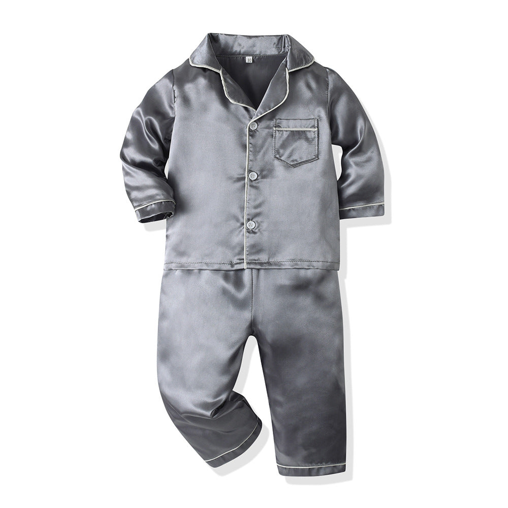 kids pajamas boys and girls long sleevesnew arrival imitation tencel shirt pants spring autumkids home wear suit
