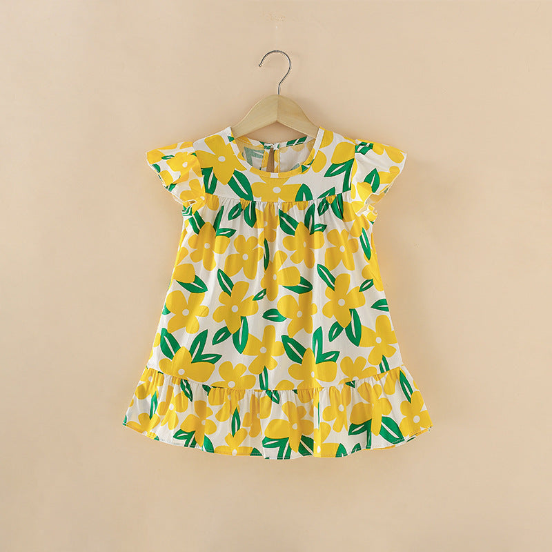 Spring sweet girls' and boys' cartoon print cotton a-line dress - wholesale & dropshipping available