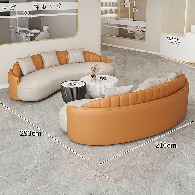 Cream style normcore slate leather corner table modern living room round small apartment size round coffee table sofa combination