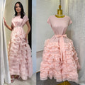 spring/summer new arrival: elegant solid color round neck sleeveless dress - loose fit, tie-waist, multi-layered ruffle maxi dress
