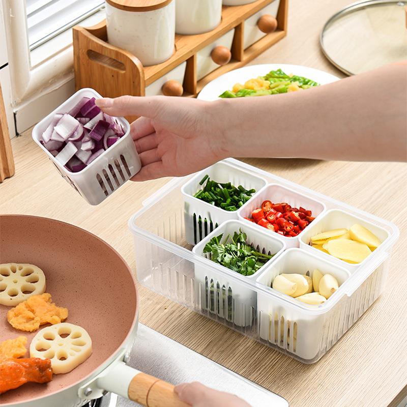 Scallion storage box for home onion ginger garlic crisper wholesale kitchen refrigerator fruit food crisper drain box