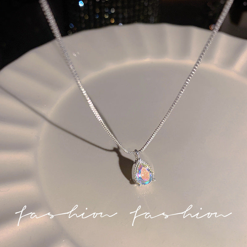 Korean ins style pearl zircon titanium steel necklace for women easiest for matchniche styleclassy sense clavicle chain fairy jewelry wholesale