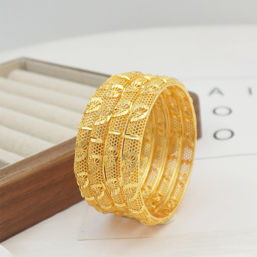 Middle eastern women's openwork floral design bangle, matching sister bracelets perfect for everyday wear and party gifts