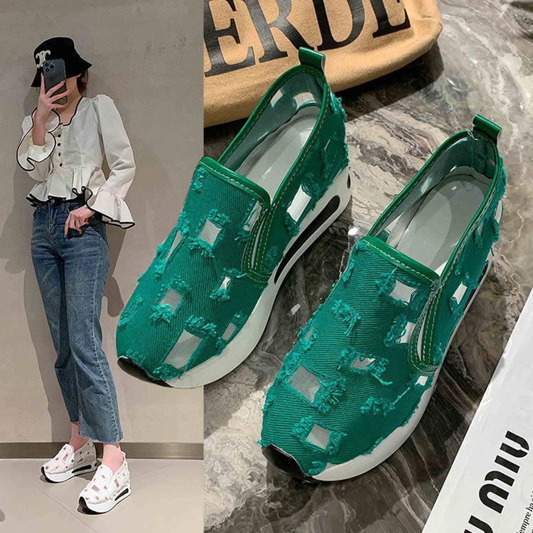 women's fashion flat heel hidden wedge mesh breathable casual flats - supports cross-border platforms and dropshipping