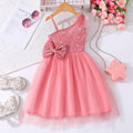 Girls' (sizes) dress, ruffle flutter sleeve ribbed knit mesh round neck summer casual dress