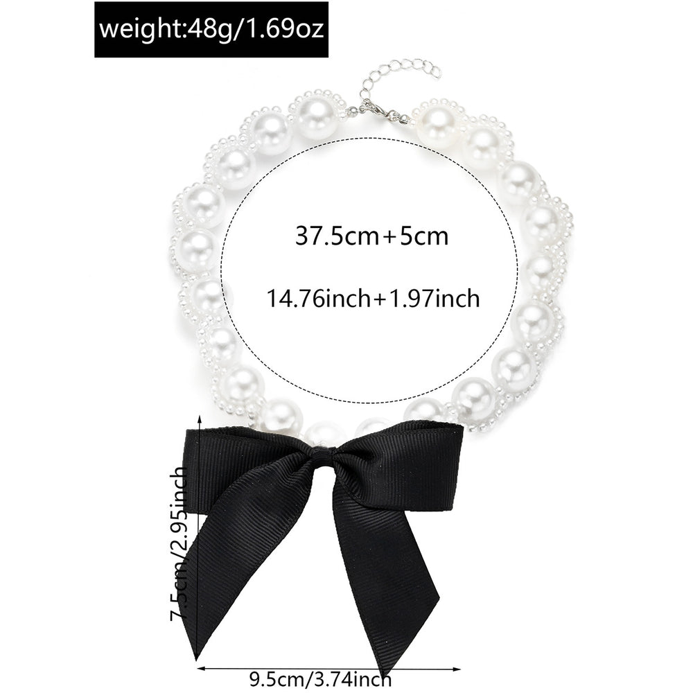 Wholesale faux pearl necklaces - cross-border vintage statement ribbon bow necklaces - women's luxury high-end choker