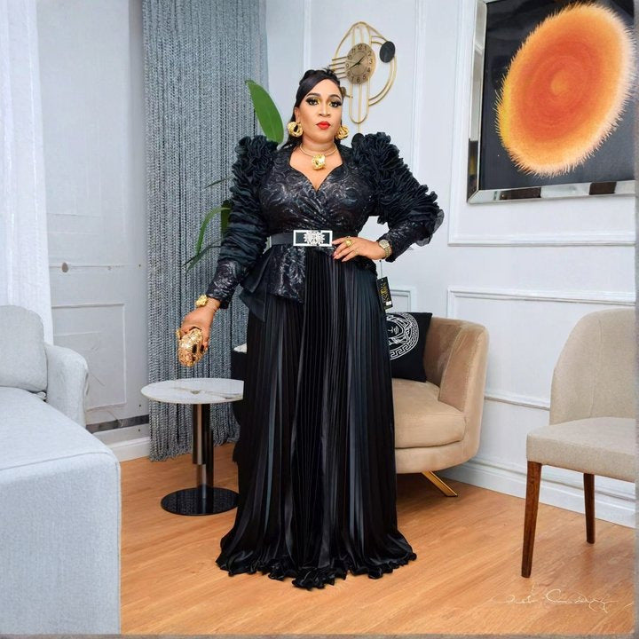 Fashion cross-border  hot diamond sequined banquet dress african new arrival women's plus size high waistdress