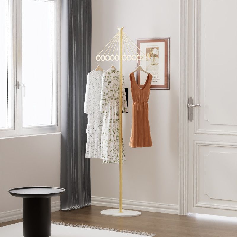 Luxury-feel metal coat rack with sturdy base - freestanding overcoat and windbreaker storage rack with multiple hooks for decorative storage