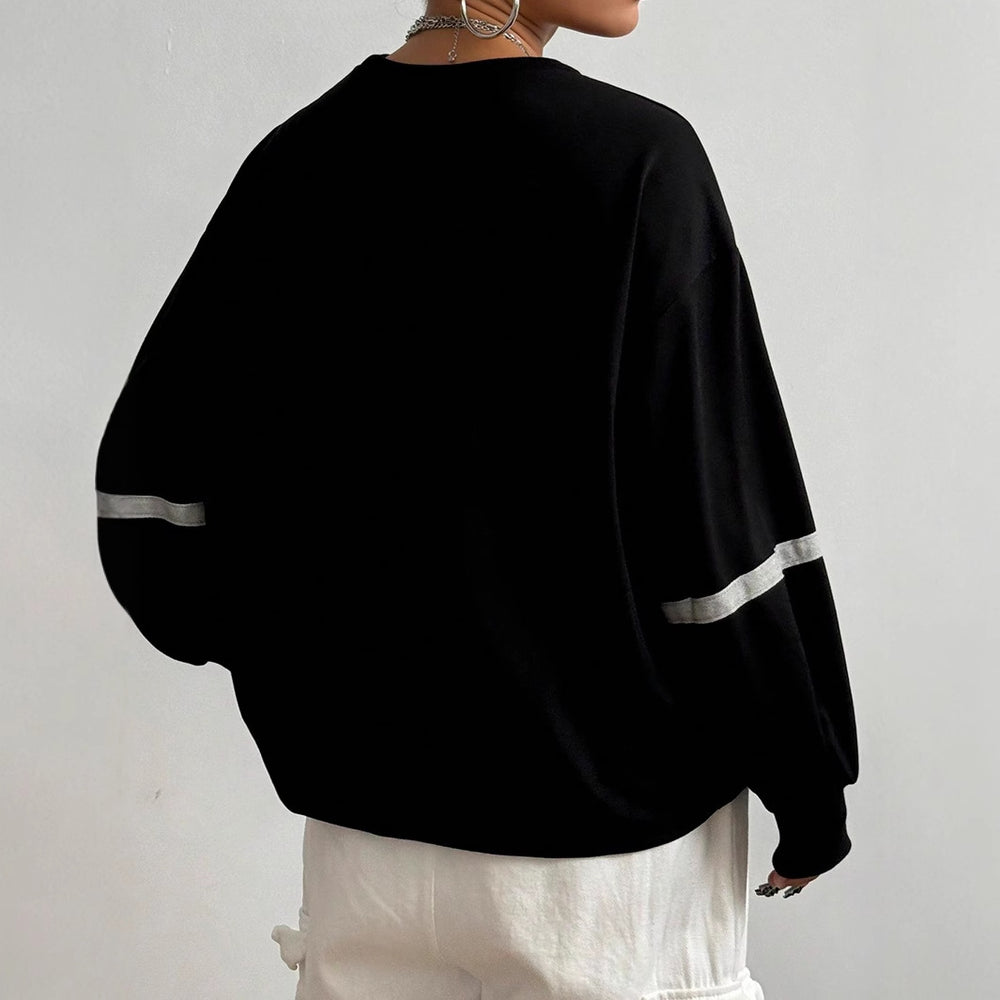 In-stock - 73093#  cross-border women's fashion european & american style ins trendy crewneck printed long sleeve sweatshirt