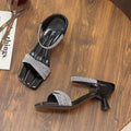 Square toe high heel slippers women's 2026 summer new fashion outwear rhinestone thick heel with skirt fairy sandals
