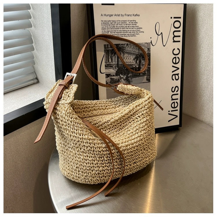 Free shipping handmade messenger woven bag niche temperament light luxury small fragrant women's 2024 new chain shoulder messenger bag