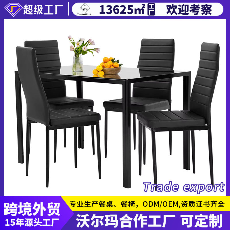 Export tempered glass dining table and chairs transparent complete set of dining table and chairs rectangular dining table dining tables