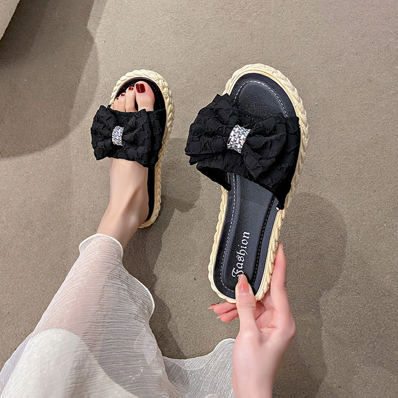 Women's summer new arrival: chic bow-tie slides - stylish and perfect for home, vacation, beach, and poolside
