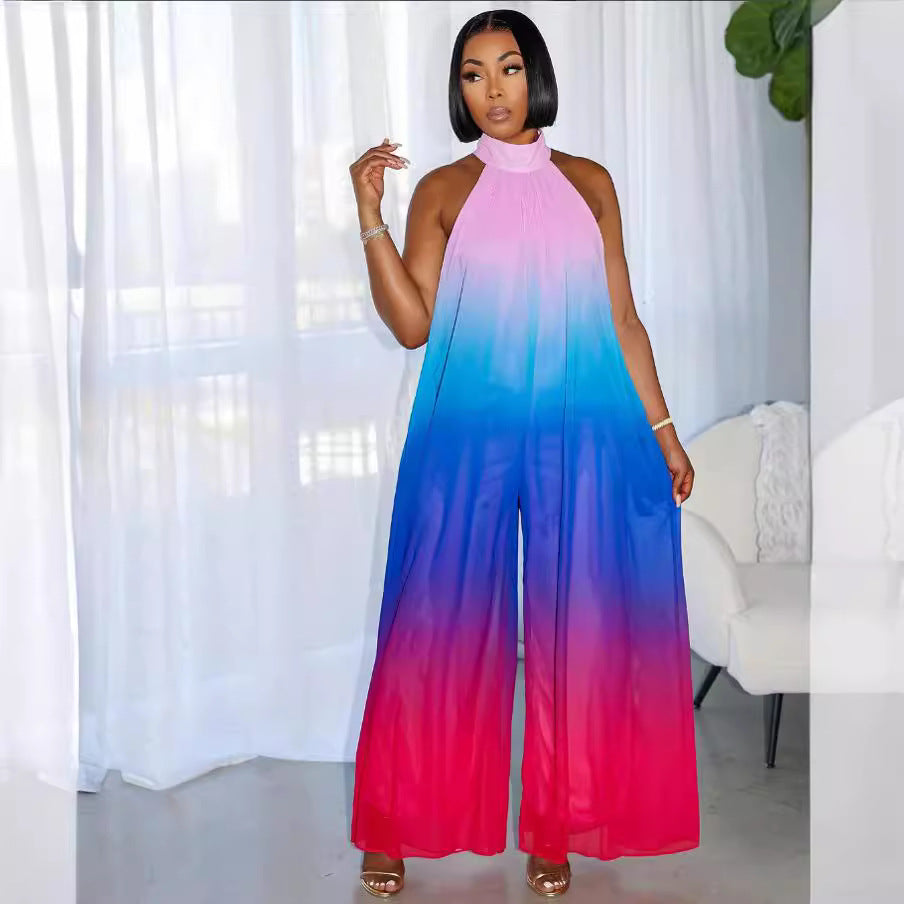 Amazon fashion women's sleeveless halter gradient loose jumpsuit - new summer  collection (us & europe)
