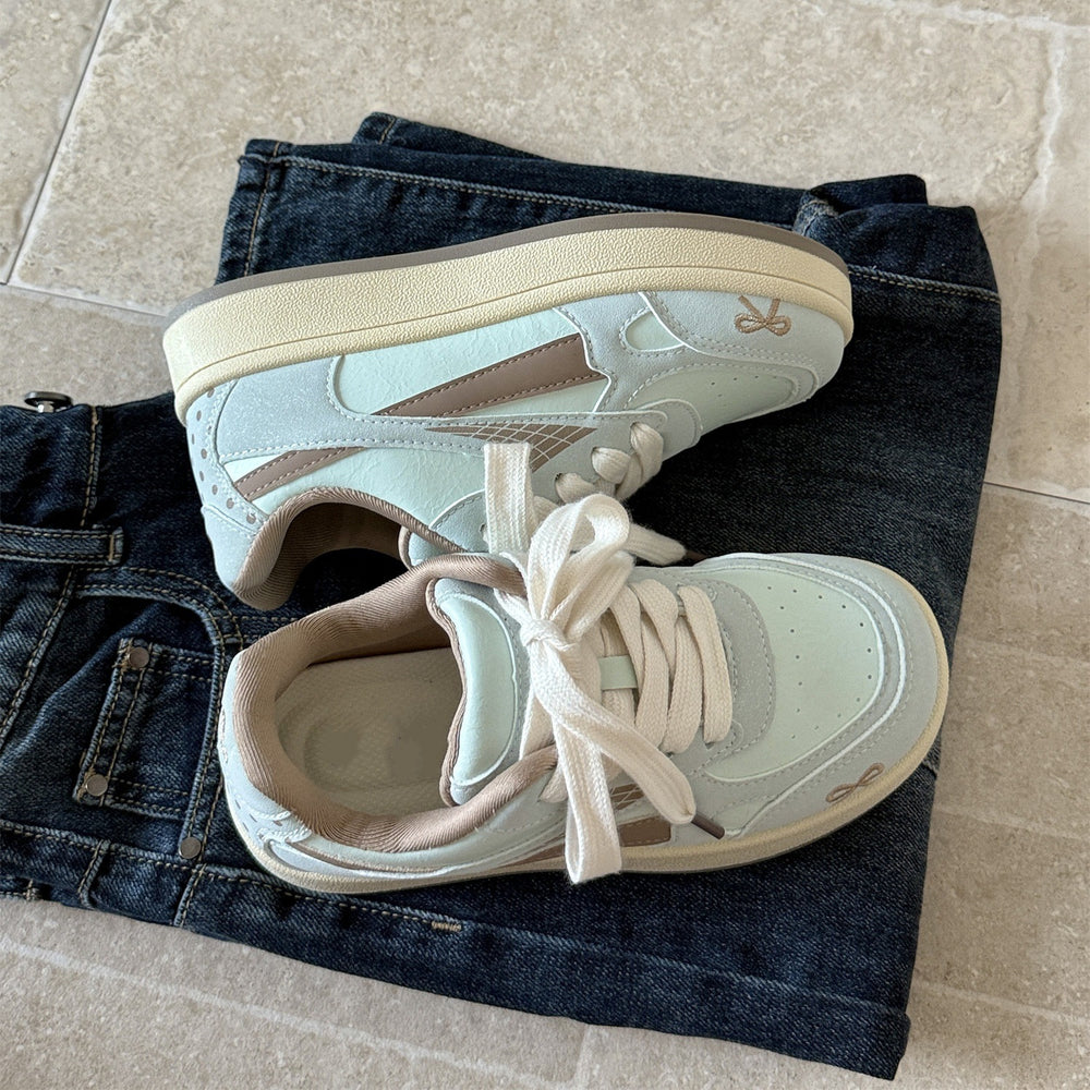 Pink chunky sole bread shoes - trendy, versatile, and unique casual sneakers for women. perfect for students, campus style, and everyday wear