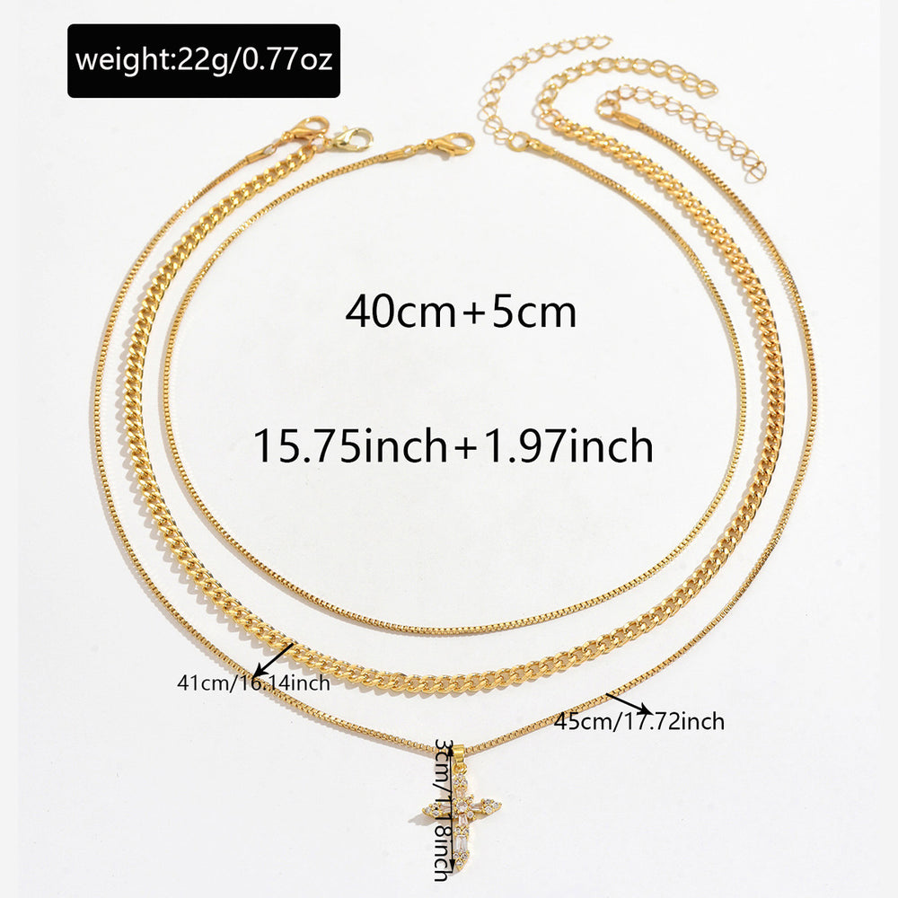 Cross pendant necklace wholesale - european and american style, multi-layered, trendy design, sweet & cool, unique clavicle chain necklace