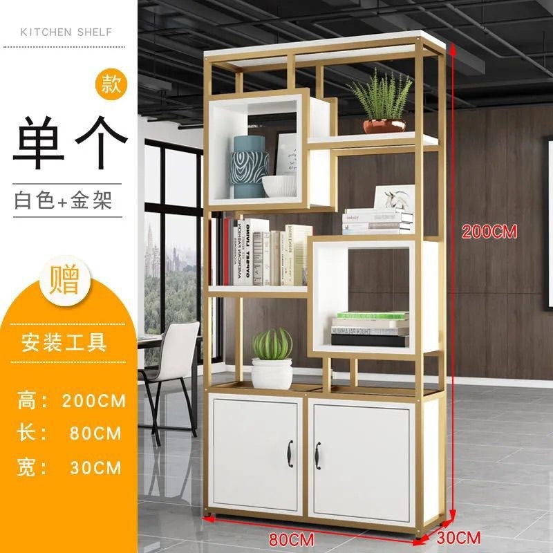 Office screen partition bookshelf storage rack iron floor-standing flower rack decorative rack dining room living room entrance display rack