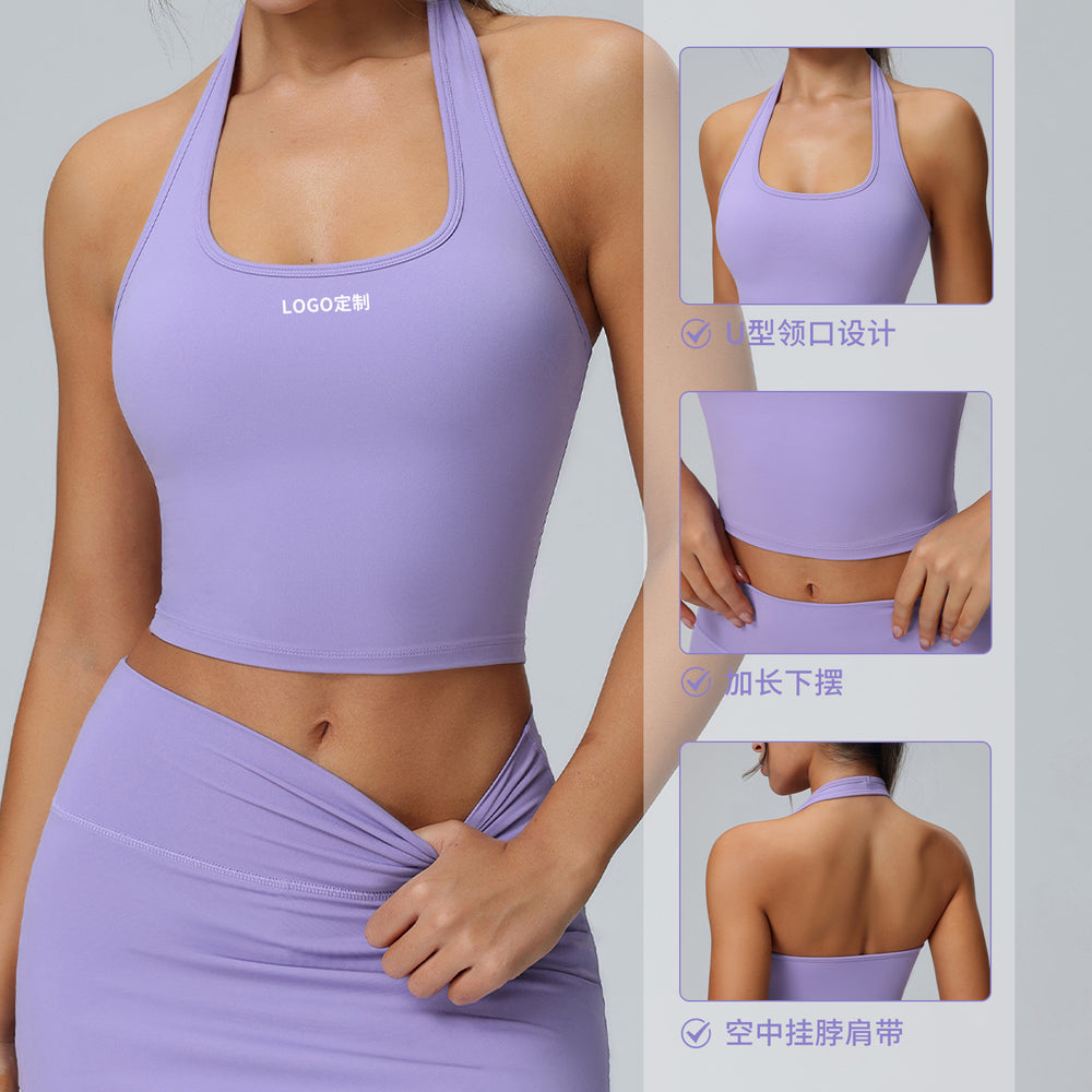 hot-selling halter sports bra for women, running shockproof quick-drying sports bra, processing and customization according to drawings and samples