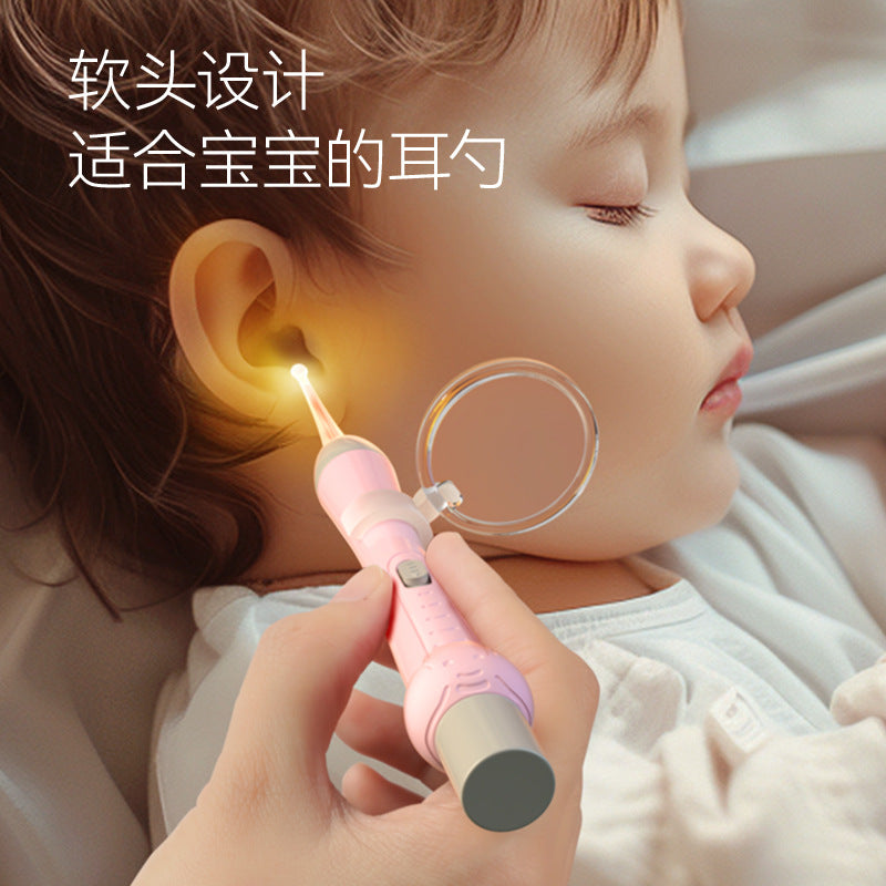 New arrival luminous ear scoop baby with light rechargeable ear scoop set kids adult tweezers ear picking earwax ear