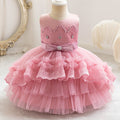 Ready-to-ship new girls' evening gown double-layer wedding cake princess dress first birthday party dress kids dress