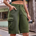Wish summer european and american style women's clothing cross-border e-commerce  new elastic waist denim cargo shorts trendy