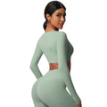 Naked feeling running long sleeves t-shirt women's tight brushed yoga tops quick-drying breathable sports fitness wear processing personalized