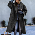 European and american autumn/winter long wool coat - chic, commuter style, beltless, turn-down collar, relaxed fit, wool green coat for women