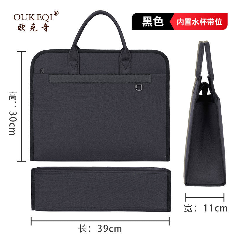 Extra-large capacity oxford cloth waterproof tote file bag - conference bag with custom printing for meeting materials and documents